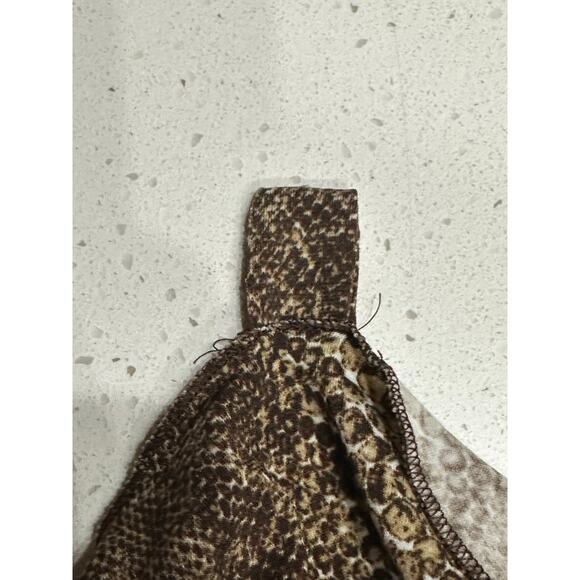 Chaus Women’s sleeveless Top Draped neck ruching Brown snakeskin M Y2K Mob wife - Picture 6 of 9